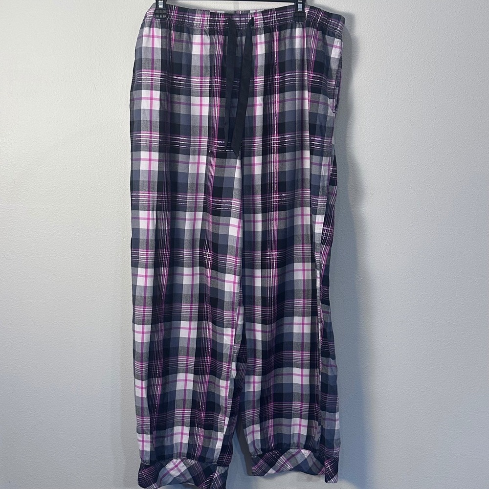 Victorias Secret Plaid Pajama Set Top Pants Women XL Pink Black Lounge Sleepwear - Picture 11 of 15
